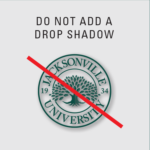 Example of improper usage of JU logos: The JU logo with a drop shadow.