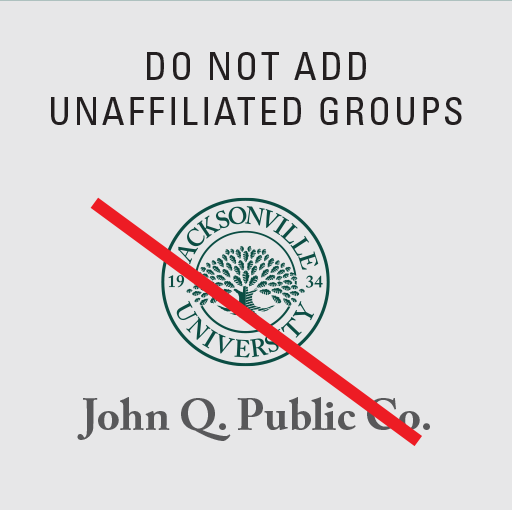 Example of improper usage of JU logos: The JU logo with an unaffiliated group.