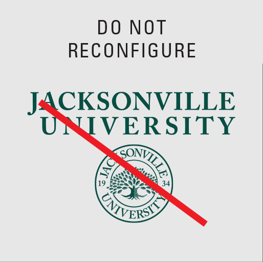 Example of improper usage of JU logos: The JU logo reconfigured with the nameplate above the seal.