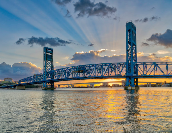 An aerial view of Jacksonville bridge. 